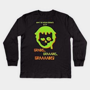 What Do Vegan Zombies Eat? Kids Long Sleeve T-Shirt